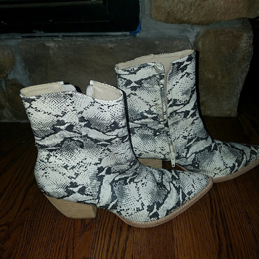 Snakeskin booties
